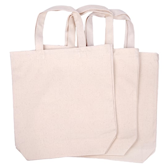 12 Packs: 3 ct. (36 total) Natural Cotton Tote Bags by Make Market&#xAE;